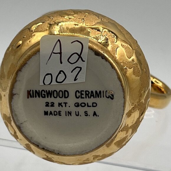 Vintage Kingwood Ceramics 22Kt Gold Weeping Mini Pitcher Collectable Made In USA - Picture 12 of 12